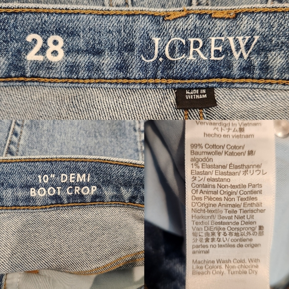 J. Crew 10" Demi Boot Crop Jeans High Rise Stretch Flora Wash 28 - Picture 8 of 9